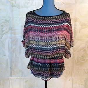 Bisou Bisou sheer bat wing blouson